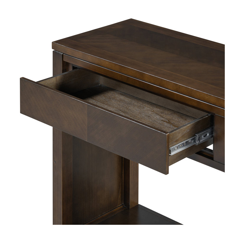 Console de 55 po, table d'entrée en bois rustique avec tiroirs de rangement et tablette ouverte, élégante table de canapé pour le couloir et le salon (brun)