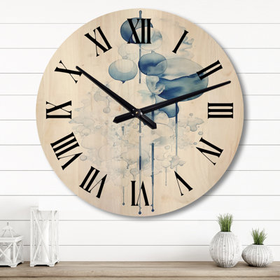 Tranquility Vintage Light Blue Circles IV - Modern Geometric Oversized Wood Wall Clock -  East Urban Home, 22965B1E030A46CDA8B0EF6CD02EC164