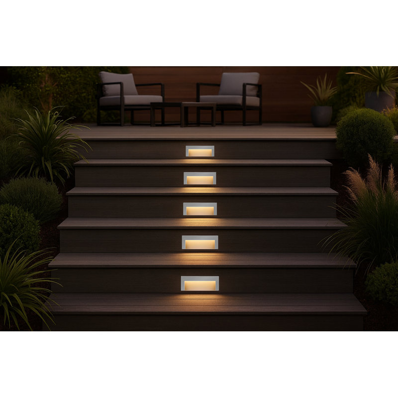 Taper Horizontal Low Voltage Integrated LED Deck Light, Satin White, 3" H x 8" W x 1.25" D