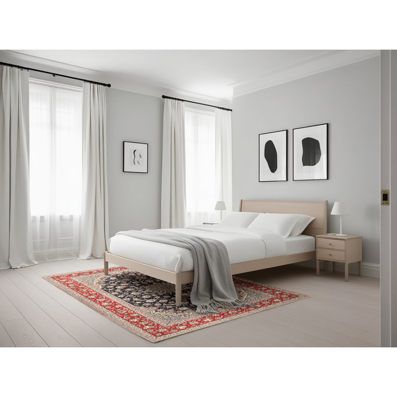 Tapis rouge/beige/noir traditionnel Eukleides, Rectangle 5 pi x 7 pi
