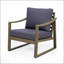 Fauteuil club en bois d'acacia SAMWELL avec coussins résistants à l'eau pour un confort et un style extérieurs
