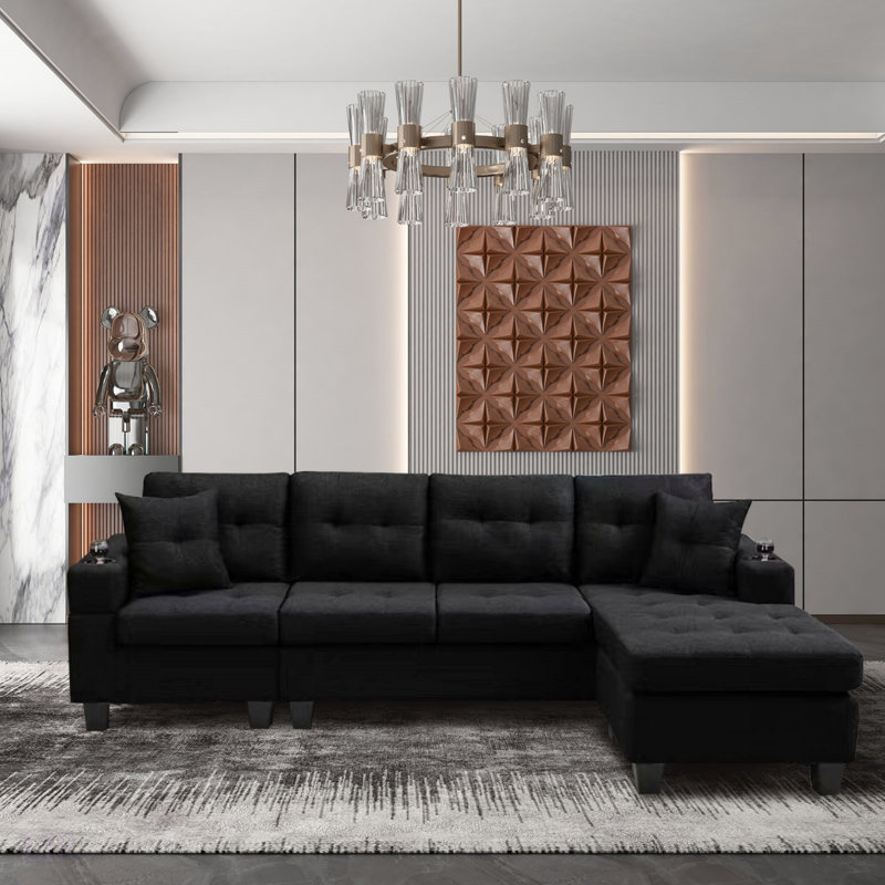 Canapé modulaire droit avec repose-pieds, canapé d'angle convertible avec rangement pour accoudoirs, idéal pour les salons modernes et les appartements en gris, modulaire