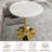 27.6" Round Marble-Effect Coffee Table with White Veined Top and Gold Pedestal Base-766850466