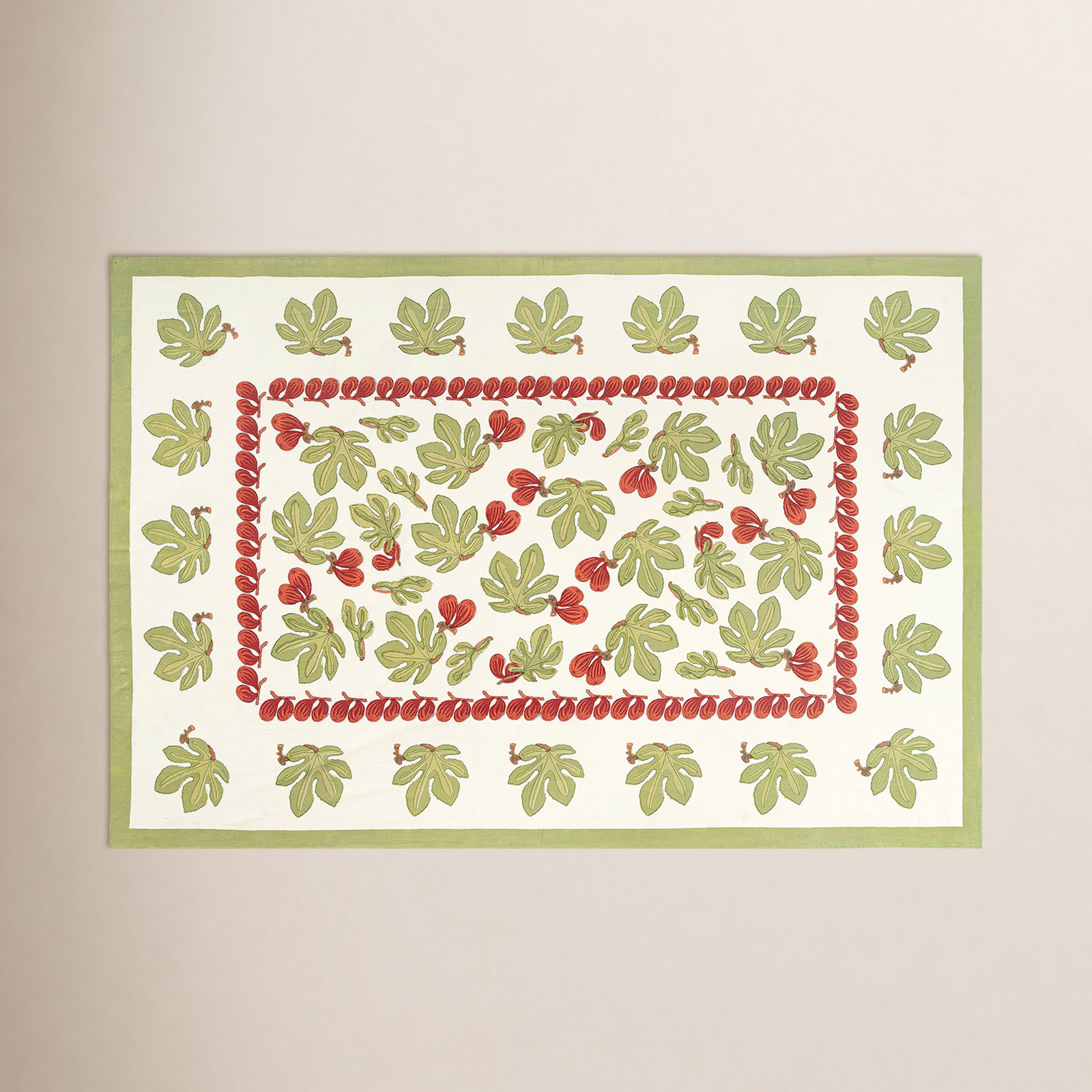 Debarata Floral Tablecloth, 106" x 71" Rectangle, Red/Green/White