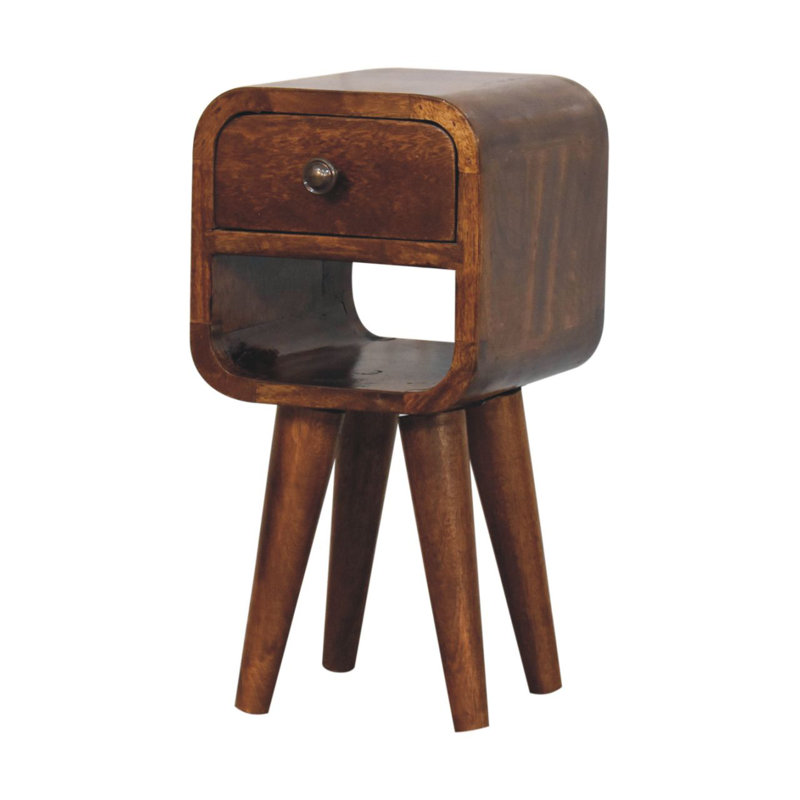 Extra Mini Oak-Ish Curve Lower Bedside, Brown