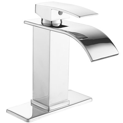 Polished Chrome Waterfall Single Handle Low-Arc Bathroom Faucet: Drip-Free Vanity Sink Faucet With Single Hole Design