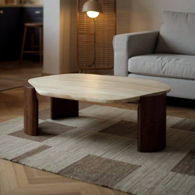 Rugged Hex Coffee Table with Stone Top
