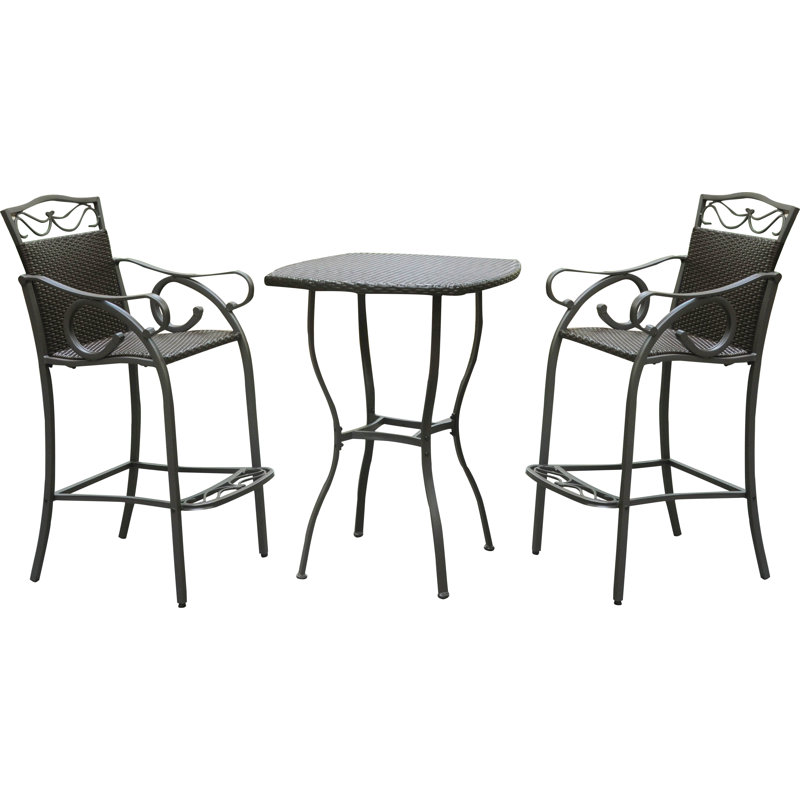 Arvi 2 - Person Wicker Patio Dining Set with Round Table, Chocolate
