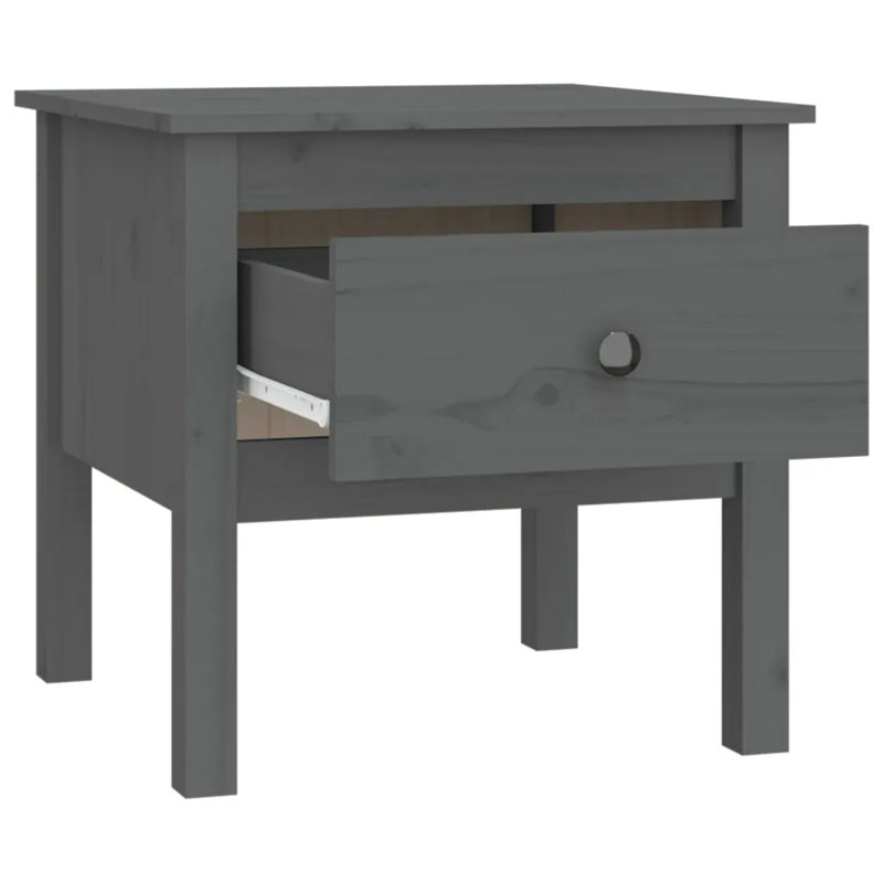 Kitija Solid Wood Side Table Set, Grey