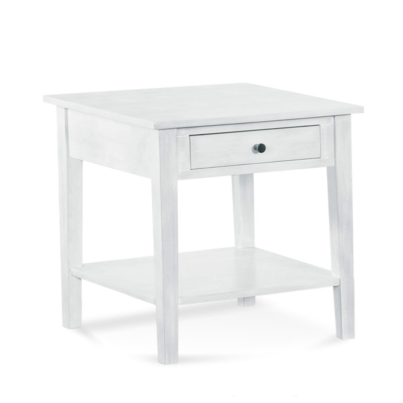 East Solid Wood End Table, Frost White