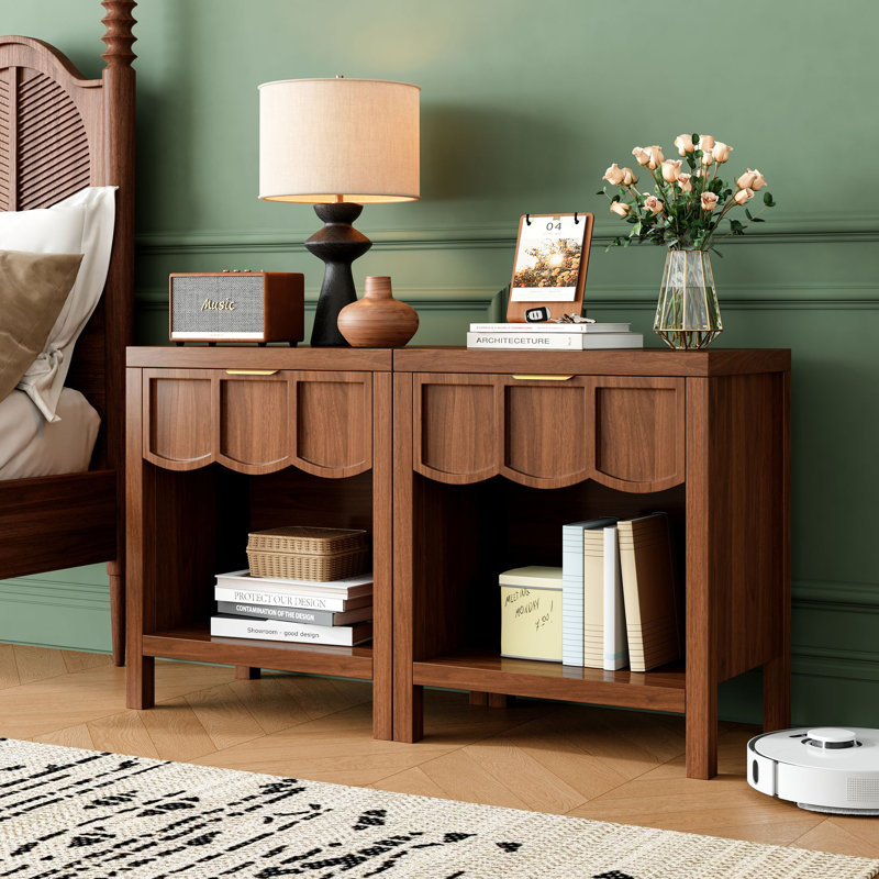 24.02" Tall 1 - Drawer Nightstand (set Of 2), Walnut
