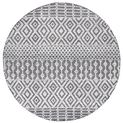 Randalia Hand Woven Pet Yarn/Cotton Southwestern Rug in Black/Ivory