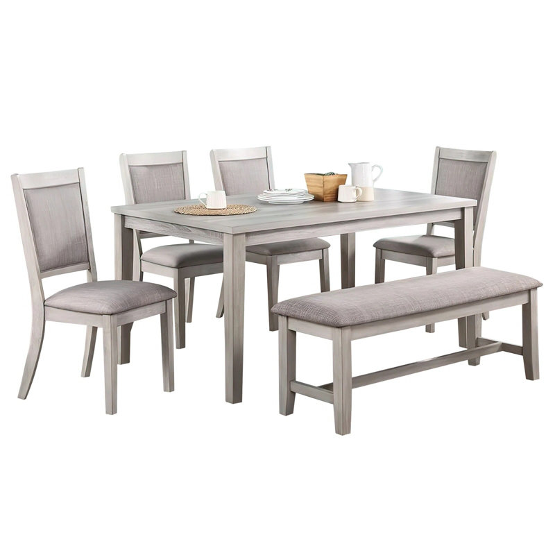 Ensemble repas pour 6 personnes, gris, Gris / Beige