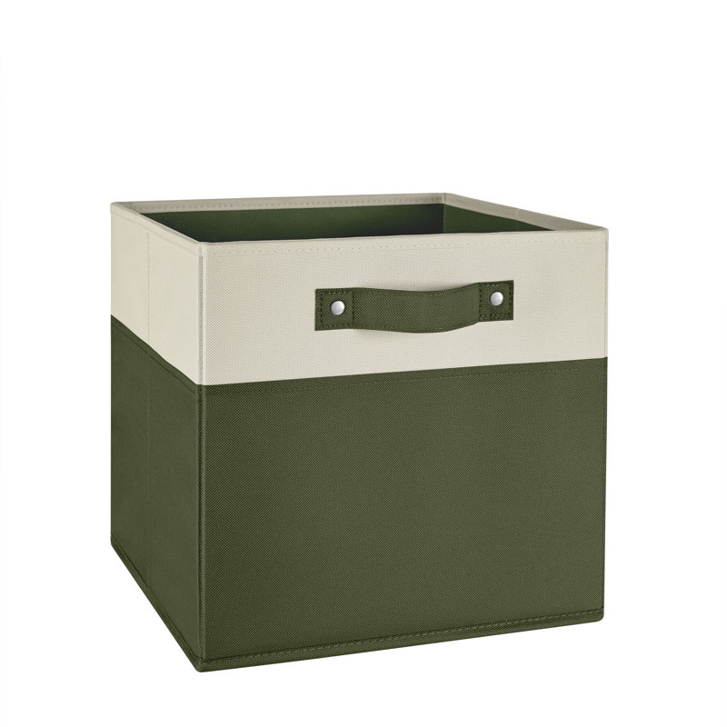 RiverRidge Kids 2pc Two-Tone Fabric Collapsbilble Cube Storage Organizers with Handles, Olive