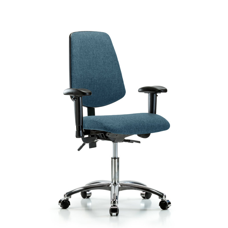 Chaise de tâches ergonomique Hannah, Bleu, Roulettes, Inclus