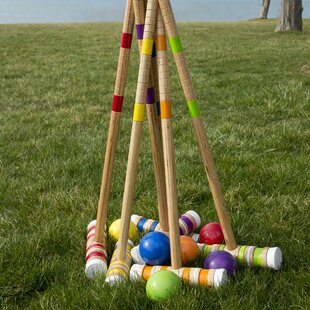 Kovot Giant Kick Croquet Game Set  Includes Inflatable Croquet Balls,  Wickets & Finish Flags 