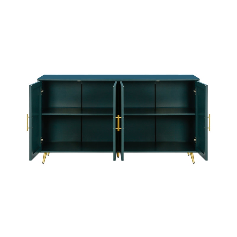 Meuble télé avec armoire de rangement sécurisée et finition élégante bleu marine