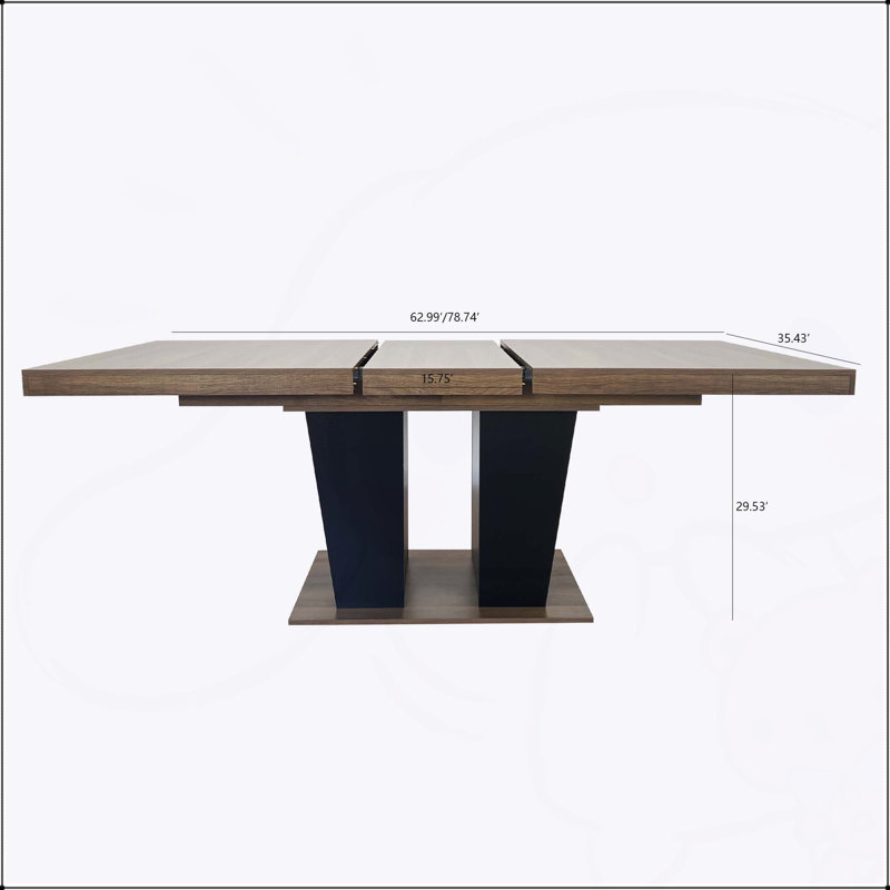 Table de salle à manger extensible pour 4 à 10 personnes, table de salle à manger en bois avec base à piédestal double robuste et grande table extensible moderne