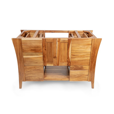 ECODECORS CURVATURE 48" EcoDecors, Teak Bathroom Vanity, Wood Bathroom Vanity, Bathroom Vanity Cabinet, Vanity Bathroom, Bath Vanity, Teak, Soft Close Drawers, Wood Vanity in Earthy Teak