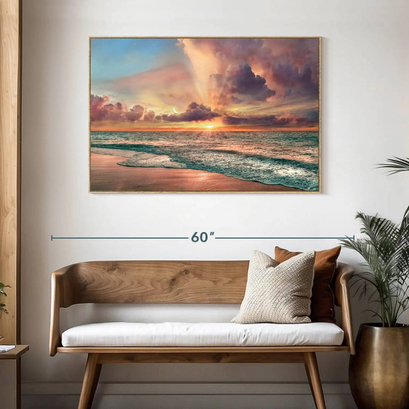 Plage de cuivre, Cadre flottant en bois naturel, 46 po x 31 po