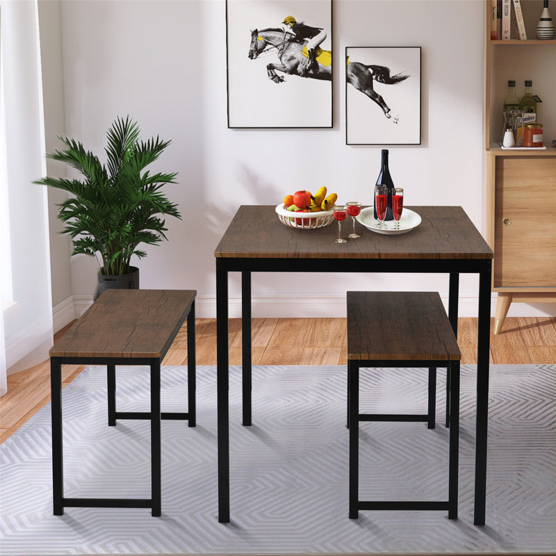 Ensemble repas pour 4 personnes Duquella, Brun, Brun / noir, Noir