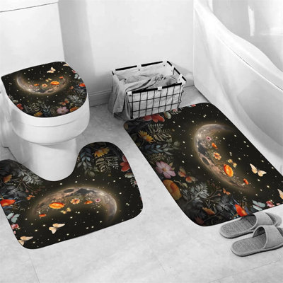 Ensemble de tapis de salle de bain antidérapant 4 pièces Moon Garden