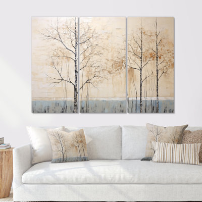 Harmonous Beige Tree Art IV - Ensemble d'art mural en toile sur arbre