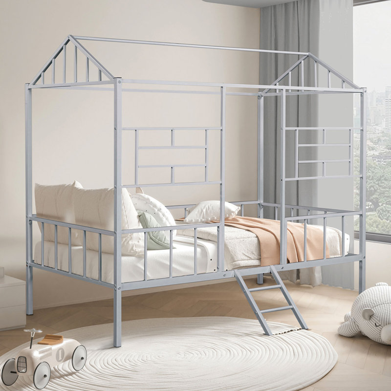 Lit mezzanine en métal Misty House Design, Lit simple, Argent