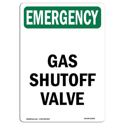 OSHA Emergency Gas Shutoff Valve Sign