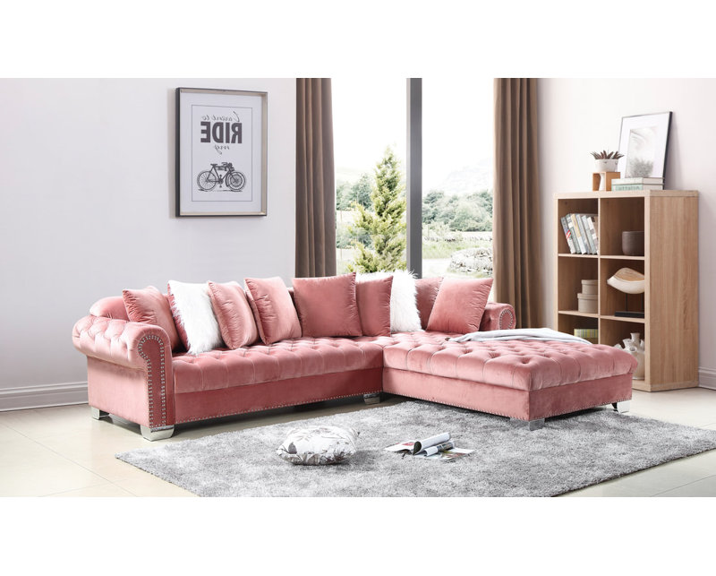 Canapé modulaire Elrita, Velours rose