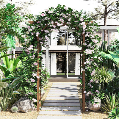 Arche de jardin en treillis 79 po - Ajoutez une touche d'élégance campagne à votre toit de pergola de style cour arrière, fabrication en bois de style classique pour les jardins. Bois naturel, plateau, améliore l'apparence. Assemblage facile