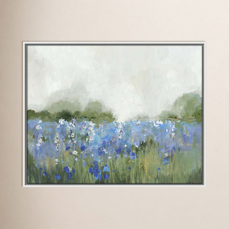 «Meadows Bluebells Field» encadré sur toile par Allison Pearce, H 23,5 po x l 29,5 po x P 2 po, Cadre blanc
