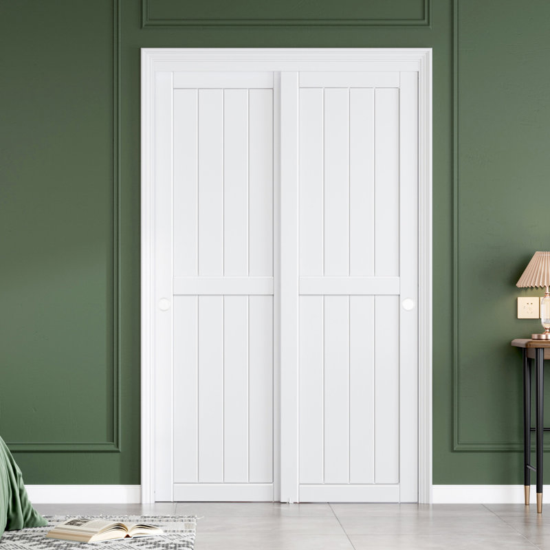 Portes de placard coulissantes blanches 80 "avec trousse de quincaillerie d'installation, 48" x 80"