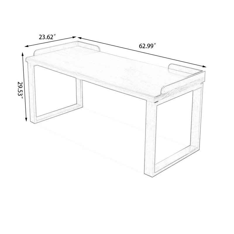 Bureaux rectangulaires en bois massif, H 29,53 po x l 62,99 po x P 23,62 po, Brun