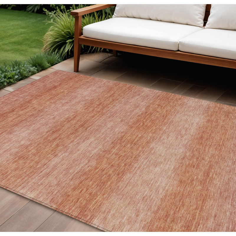 Tapis intérieur/extérieur lavable à rayures terre cuite et pêche, 2,74 m x 3,66 m