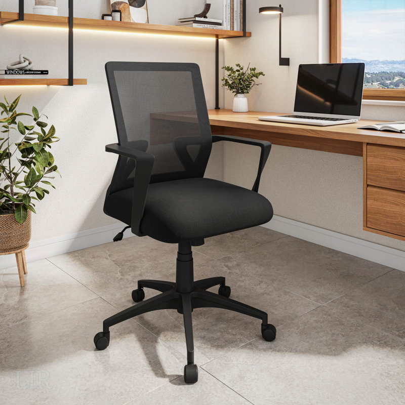 Chaise de bureau ergonomique en filet avec inclinaison et hauteur réglable Techni Mobili - Chaise de bureau économique avec support lombaire, base pivotante et accoudoirs
