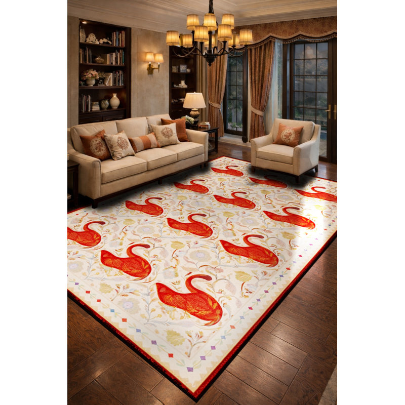 Tapis beige tissé à motif de poissons Mosso, 2'6" x 4'11"