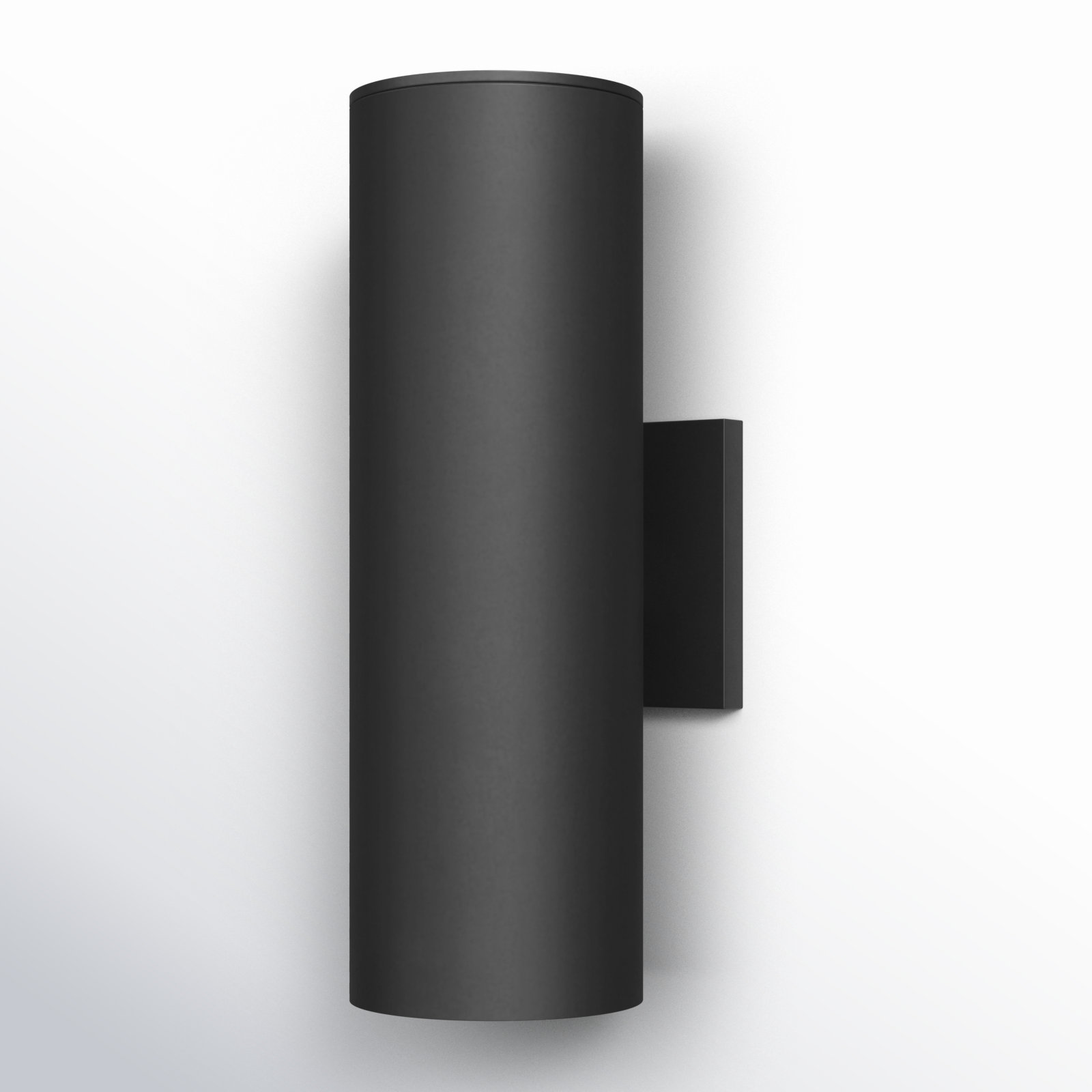 Covey Cylinder Outdoor LED Wall Light, Black, 15" H x 5" W x 6.25" D