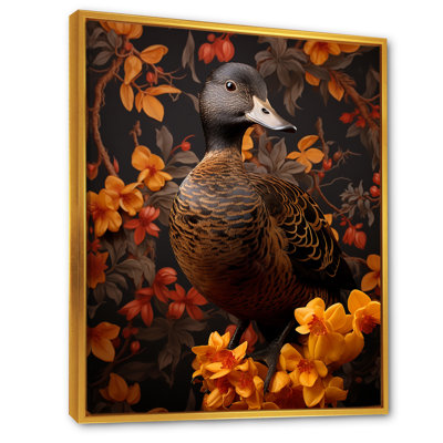 Brown And Yellow Duck Feathered Elegance - Duck Animal Wall Art