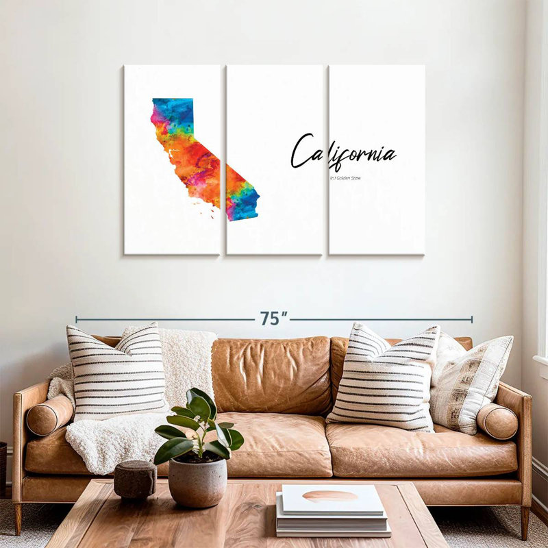 Aliaz Golden State California Map, 36" H x 57" W