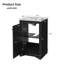 Meuble-lavabo autoportant de 20 pouces avec lavabo en céramique, avec portes à fermeture en douceur et tablettes réglables, noir.-826878628