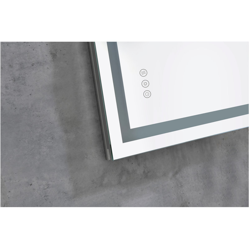 Miroir mural de salle de bain Kahle, 30 po x 30 po, Gris, Carrée