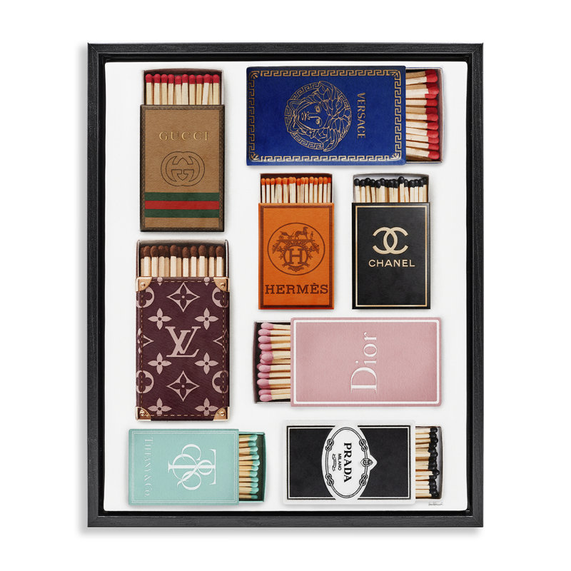 Trendy & Iconic Matchboxes Framed Floater Canvas Wall Art, design by Amanda Greenwood, Jet Black Floater Frame, 21" H x 17" W