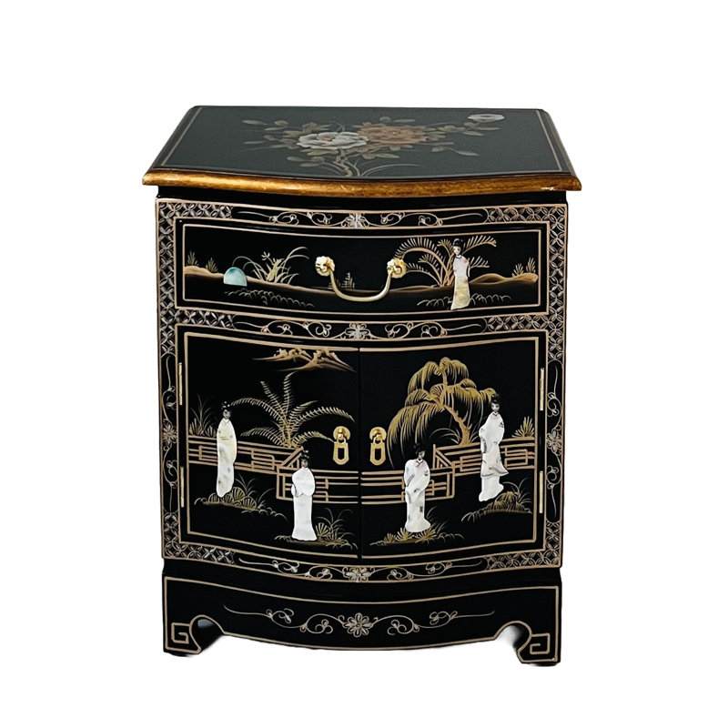 Mother of Pearl Hand Painted Side Table Cabinet