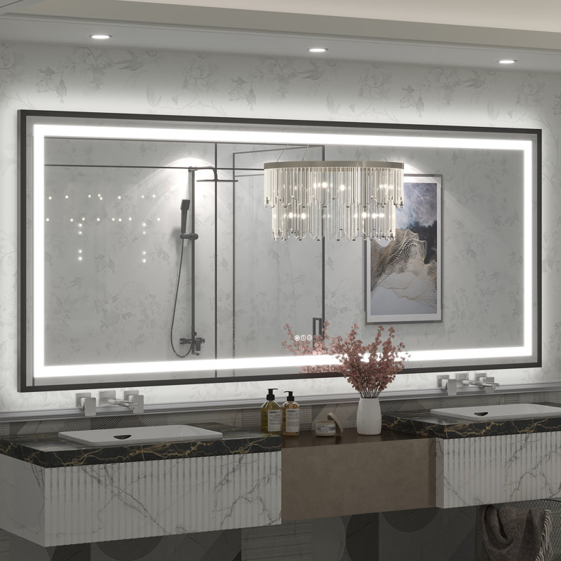 Miroir de salle de bain Molly Framelss, 88 po x 38 po, Noir