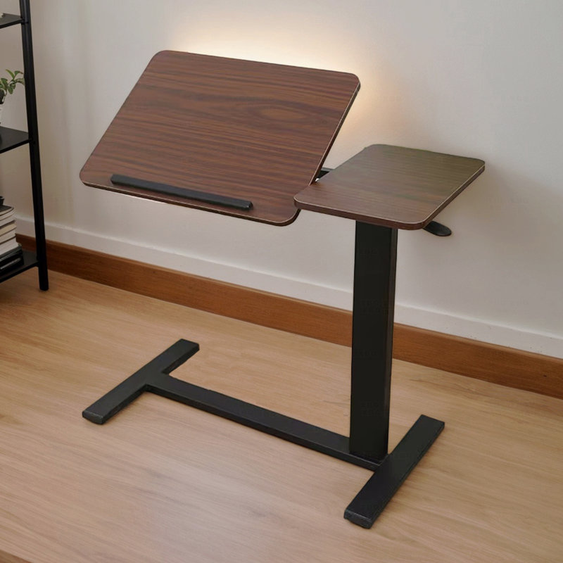 Table de chevet, bureau de chevet pliant Support mobile pour ordinateur portable Table de lit inclinable avec roulettes, Brun