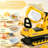 Toddler Ride-On Excavator Toy with Moving Bucket, Horn, Under-Seat Storage and Anti-Tip Design, Yellow