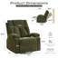 Fauteuil inclinable manuel pivotant en chenille vert olive moderne de 99 cm (39 po) de large, avec massage à 8 points et chauffage lombaire.-19994601