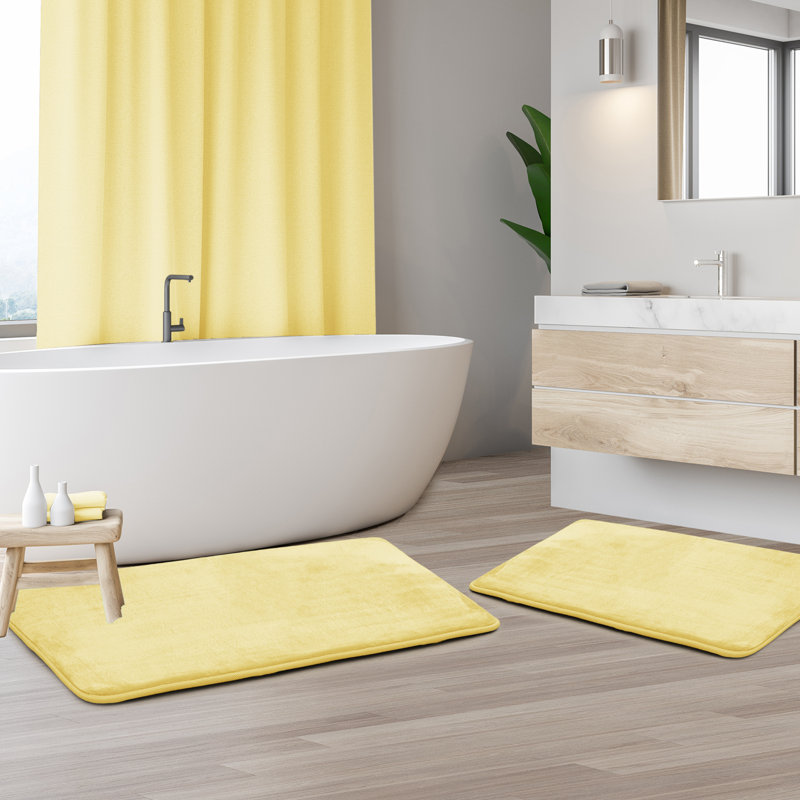 Steph Luxury Memory Foam Bathroom Rug Set, Petit: l 17 po x L 24 po / Grand: l 20 po x L 34 p, Crème anglaise