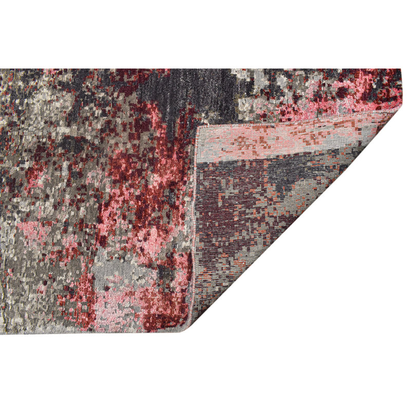 Hand Knotted Area Rug in Gray/Brown/Pink/Ivory, Rectangle 8' x 10'